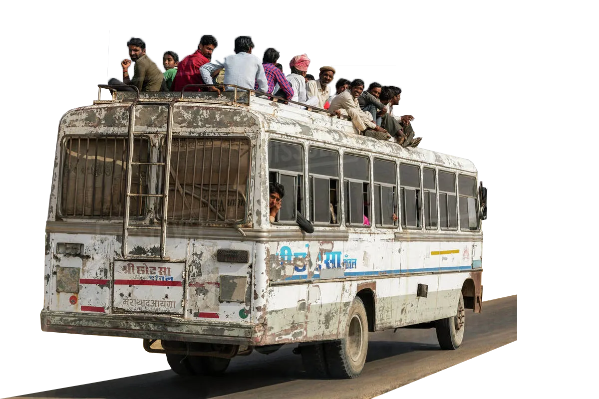 Bus with mounted passenger counting system